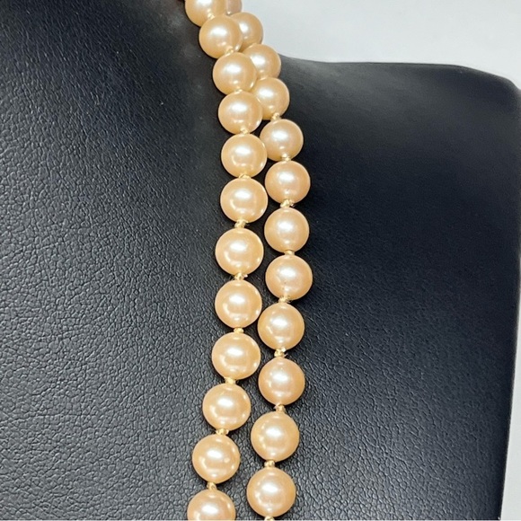 Sterling VTG 50's Simulated Pearls Golden Champagne Double Strand 23" - Picture 4 of 12